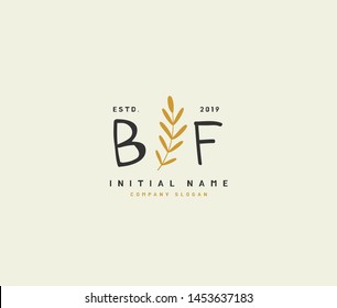 B F BF Beauty vector initial logo, handwriting logo of initial signature, wedding, fashion, jewerly, boutique, floral and botanical with creative template for any company or business.