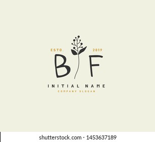 B F BF Beauty vector initial logo, handwriting logo of initial signature, wedding, fashion, jewerly, boutique, floral and botanical with creative template for any company or business.