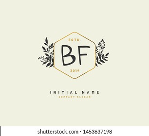B F BF Beauty vector initial logo, handwriting logo of initial signature, wedding, fashion, jewerly, boutique, floral and botanical with creative template for any company or business.