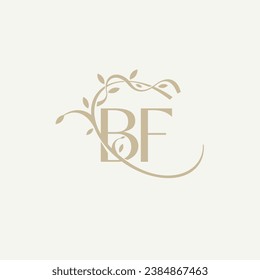 B F BF Beauty vector logotipo inicial, logotipo de escritura a mano de firma inicial, boda, moda, joyas, boutique, floral y botánica con plantilla creativa