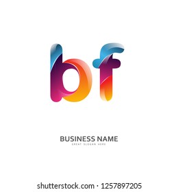 B F BF Logo Letter Design Vector colorful glossy color. Design Template
