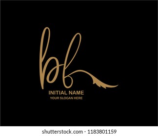 B F Initial Handwriting Logo Template