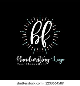 B F Initial handwriting logo vector