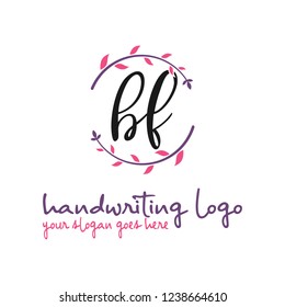 B F Initial handwriting logo vector