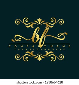 B F Initial handwriting logo vector
