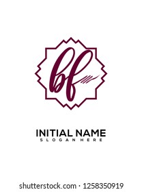 B F Initial Handwriting Logo Template Vector