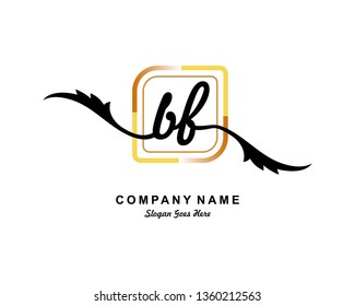 B F Initial Handwriting Logo Template