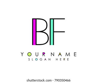 B & F initial minimalist logo template vector