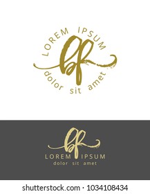 B F. Initials Monogram Logo Design. Dry Brush Calligraphy Artwork