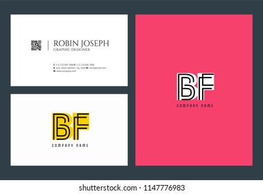 B & F Joint logo icon with business card vector template.