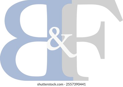 B and F Logo combination short form for a new brand. modern typography logo of B and F alphabets in light blue color and light grey color. minimalist short form logo design illustration