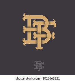 B and F monogram. B and F crossed letters, intertwined letters initials.