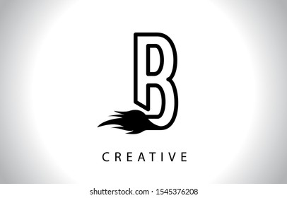 B Flame Letter Logo Icon Design With Fire Flame. B letter design logo concept with black and white colors trendy vector illustration.