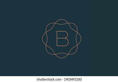 B floral monogram alphabet letter logo for company thin lines. Branding for lettering and identity. Creative template design for business icon