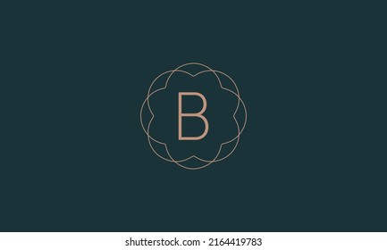 B floral monogram alphabet letter logo for company thin lines. Branding for lettering and identity. Creative template design for business icon