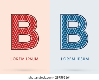 B, Font, Concept  Hot and Cool, Wire Mesh, steel, net, graphic vector.