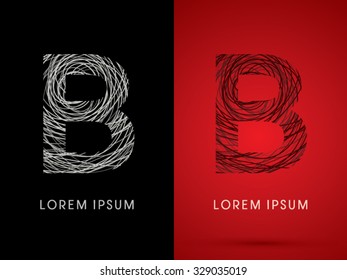 B Font design using confuse line graphic vector.