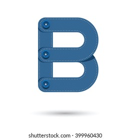 B  font vector with blue Jeans Isolate  on White background