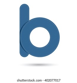 b font vector with blue Jeans Isolate  on White background