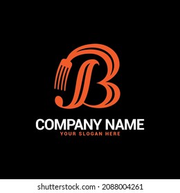 B Food Letter logo with fork symbol