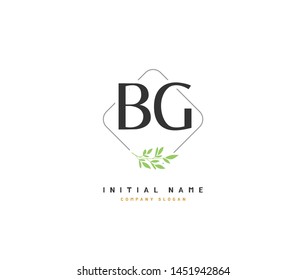 B G BG Beauty vector initial logo, handwriting logo of initial signature, wedding, fashion, jewerly, boutique, floral and botanical with creative template for any company or business.