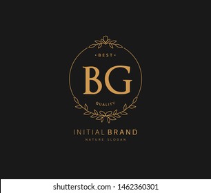 B G BG Beauty vector initial logo, handwriting logo of initial signature, wedding, fashion, jewerly, boutique, floral and botanical with creative template for any company or business.