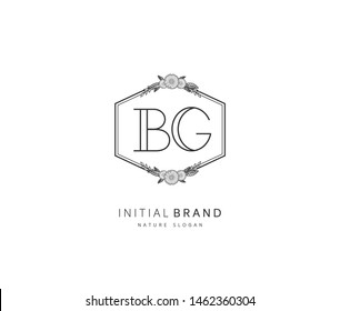 B G BG Beauty vector initial logo, handwriting logo of initial signature, wedding, fashion, jewerly, boutique, floral and botanical with creative template for any company or business.
