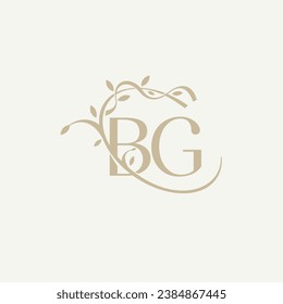 B G BG Beauty vector initial logo, handwriting logo of initial signature, wedding, fashion, jewerly, boutique, floral and botanical with creative template