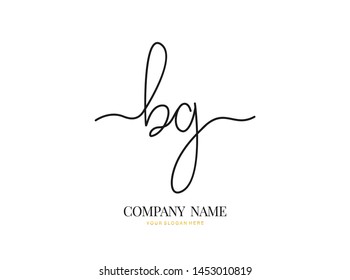 B G BG Initial handwriting logo design with circle. Beautyful design handwritten logo for fashion, team, wedding, luxury logo.