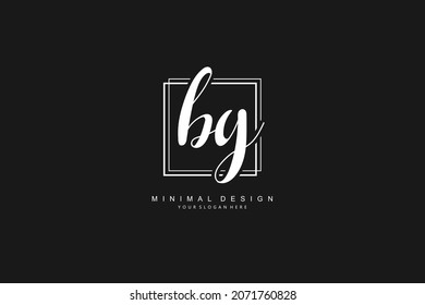B G BG logo, Initial lettering handwriting or handwritten for identity. Logo with signature and hand drawn style.