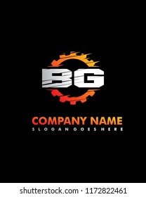 B G Initial with gear template vector