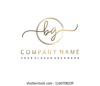 B G Initial handwriting logo vector