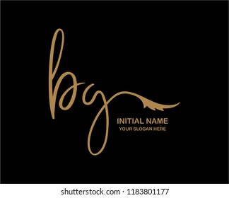 B G Initial Handwriting Logo Template