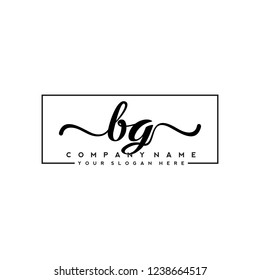 B G Initial handwriting logo vector