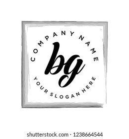 B G Initial handwriting logo vector