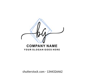 B G Initial Handwriting Logo Template