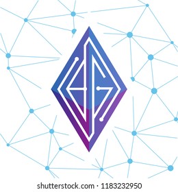 B G Initial letter block chain logo icon vector template. Looping mono line circuit letter on rhombus cube logo