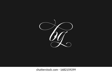 b g Unique Minimal Style golden and black colour initial based logo design vector illustration
