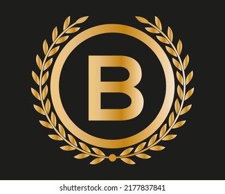 B Gold Letter Design-Vektorgrafik mit goldenen Luxus-Farben und Monogram-Design