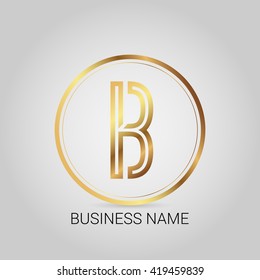 b golden initial circle logo for company