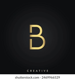 B Golden Latter Logo Design Minimal Latter Logo Golden Color Vector Illustration Creative Logo Minimal Latter Logo Illustration Vector Creative Monogram Design Premium Vector Premium Design