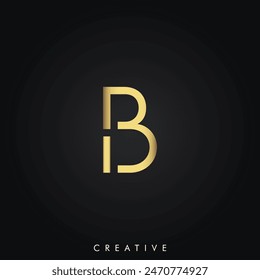 B Golden Latter Logo Design Minimal Latter Logo Golden Color Vector Illustration Creative Logo Minimal Latter Logo Illustration Vector Creative Monogram Design Premium Vector Premium Design