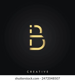 B Golden Latter Logo Design Minimal Latter Logo Golden Color Vector Illustration Creative Logo Minimal Latter Logo Illustration Vector Creative Monogram Design Premium Vector Premium Design