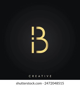 B Golden Latter Logo Design Minimal Latter Logo Golden Color Vector Illustration Creative Logo Minimal Latter Logo Illustration Vector Creative Monogram Design Premium Vector Premium Design