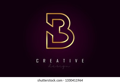 B Golden Letter Logo Monogram Vector Design. Creative B Gold Metal Letter Icon Vector Illustration.