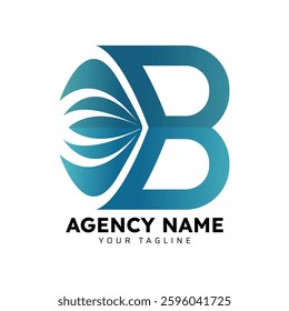 B gradient abstract letter typography logo