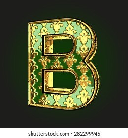 b green letter with gold