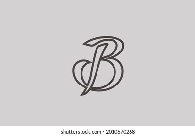 B grey line alphabet letter logo for business and corporate. Creative icon template design for lettering and company 