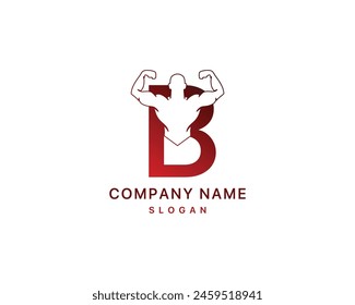 B Gym logo fitness bodybuilding muscles illustration
