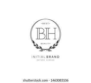 B H BH Beauty vector initial logo, handwriting logo of initial signature, wedding, fashion, jewerly, boutique, floral and botanical with creative template for any company or business.